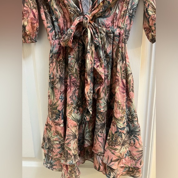Lavender brown mauve floral dress size S - Picture 2 of 5